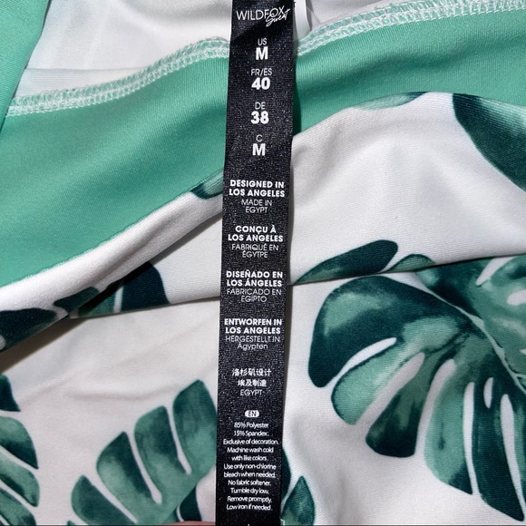 New WildFox White & Green Tropical Contender Compression Ankle Leggings Size M - Picture 6 of 6
